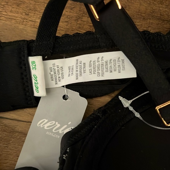 New Aerie Real Power Balconette Black Bra 32B - Picture 3 of 3